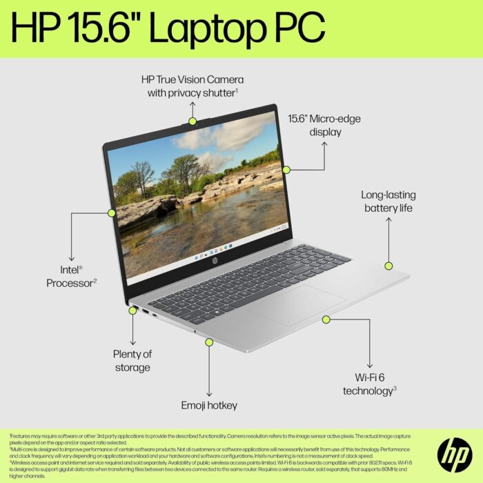 HP Laptop 15-fd0111ne, 15.6" Full HD Display, Intel® Core™ i7-1255U, 16GB RAM, 512GB SSD, Intel® Iris® Xe Graphics, Windows 11 Home, Keyboard English/Arabic, Natural silver [B21RHEA] - Image 3