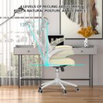 CYKOV 𝑯𝑶𝑴𝑬 𝑶𝑭𝑭𝑰𝑪𝑬 𝑪𝑯𝑨𝑰𝑹, Ergonomic Mesh Desk Chair, High Back Computer Chair- Adjustable Headrest with Flip-Up Arms, Lumbar Support, Swivel Executive Task Chair (Modern, Beige) - Image 7