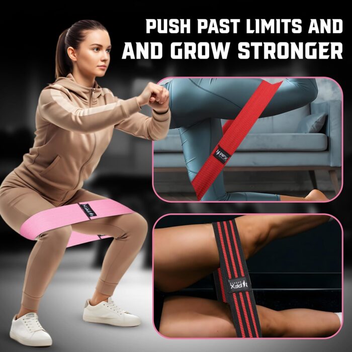 PFX Resistance Bands Set – Non-Slip Fabric Exercise Bands for Women & Men – Hip, Glutes, Legs, Butt & Thigh Workout Bands – Heavy-Duty Elastic Fitness Loop Bands for Squats, Yoga & Pilates - Image 7