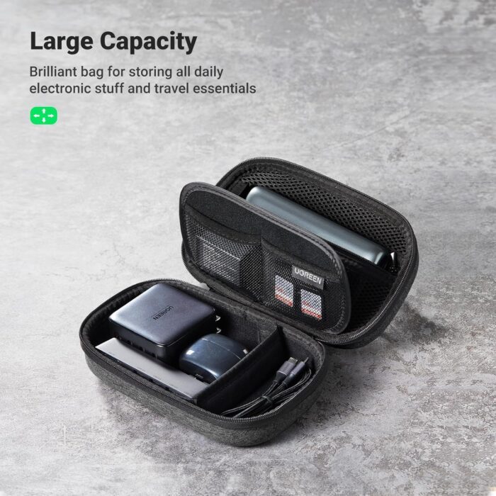 UGREEN Electronic Organizer, Travel Organizer for Electronics Accessories Water-resistant Shockproof External Hard Drive Case Small Travel Case for Cables, Chargers, SD Cards, Hard Disk, Flash Drives - Image 4