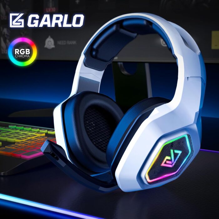 Garlo Wireless Gaming Headset with 7.1 Surround Sound & 60H+ Hrs, 2.4GHz/Wired/Bluetooth Gaming Headphones with USB and Type-c, RGB Over Ear Headphones for Pc, Ps4, Ps5, Switch, Laptop, Mobile, Mac - Image 9
