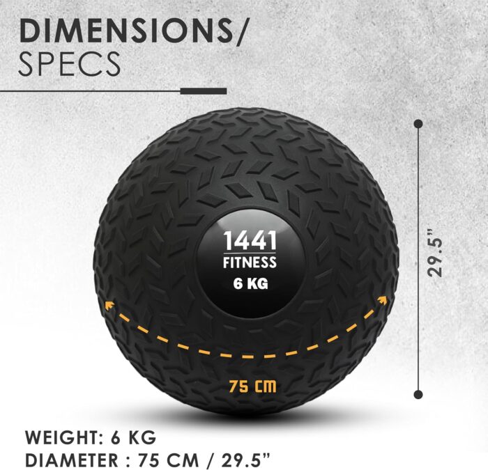 1441 Fitness Z Grip Slam Ball - Weighted 2 Kg to 30 Kg for CrossFit, Strength Training, Cardio Exercise - Non-Bouncing Medicine Ball for Core Workouts - Image 3
