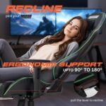 DROGO Wrath Pro Ergonomic Gaming Chair, Video Game Chair with 3D Armrest, Footrest & Adjustable Computer Chair/Home & Office Chair with PU Leather, Head & Lumbar Pillow with Recline (Black/Green) - Image 5