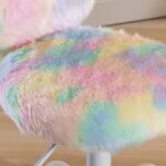 DM Furniture Cute Fuzzy Kids Chair Comfy Study Desk Chair Furry Studing Computer Task Chair Faux Fur Swivel Vanity Chair for Girls Bedroom, Multi-Color - Image 4