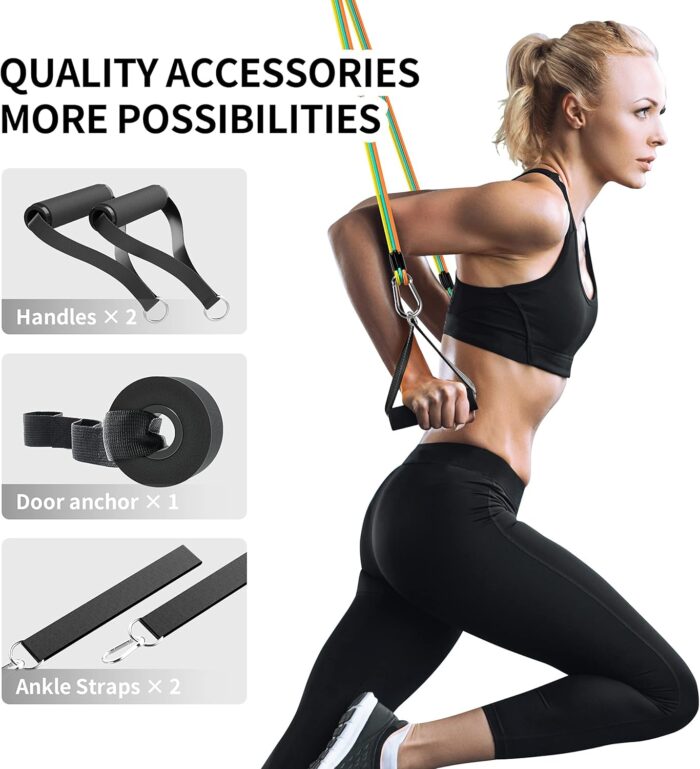 PROIRON Resistance Bands Set 14 Pieces Anti-Snap Resistance Band Exercise with Handles, Door Anchor, Ankle Straps, Training Manual and Carrying Bag - Image 5
