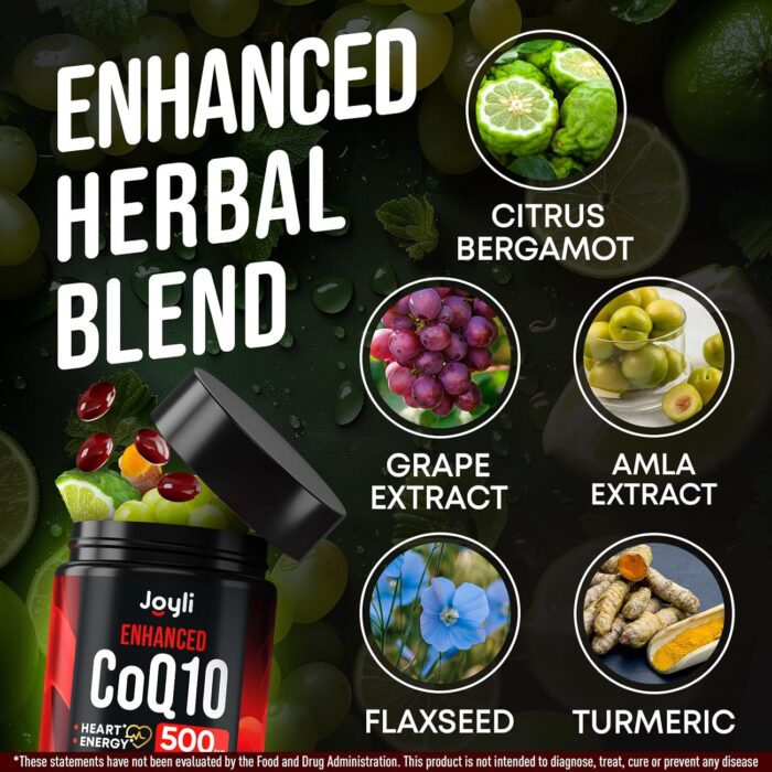 JOYLI Nutrition High Absorption CoQ10 500MG - Co Q 10 Supplement 120 Softgels for Heart Health&Energy Production - Enhanced CoQ10 Supplements with Coenzyme Q10 - Alternative to coq10 400mg softgels - Image 8