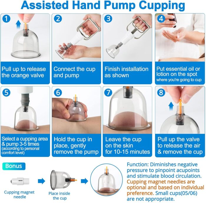 Eambond Cupping Set, Cupping Therapy Sets Massage Back, Pain Relief, Physical Therapy, Chinese Cupping kit with Vacuum Pump - Massage Cupping Cup for Massage Therapists–Improve Your Health & Wellness - Image 6