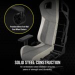 Corsair T3 RUSH Fabric gaming chair, racing style, soft fabric upholstery, padded neck pillow and lumbar support, seat height adjustable, grey and white - Image 5