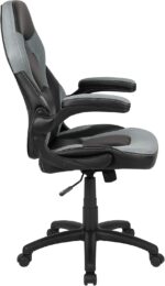 Flash Furniture X10 High-Back LeatherSoft Racing Style Gaming Chair with Flip-Up Arms, Ergonomic Padded Swivel Computer Chair, Gray/Black - Image 6