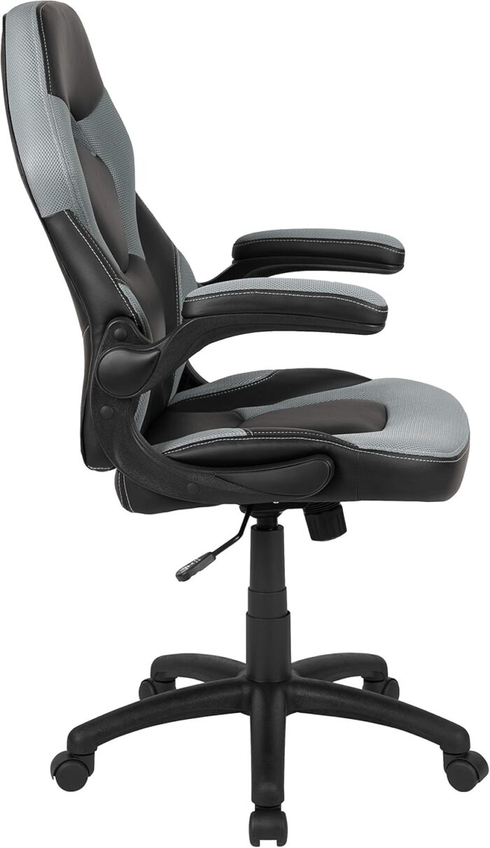 Flash Furniture X10 High-Back LeatherSoft Racing Style Gaming Chair with Flip-Up Arms, Ergonomic Padded Swivel Computer Chair, Gray/Black - Image 6