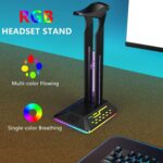 BIGTHREE RGB Headphone Stand, Gaming Headset Holder with 2 USB Charger, Cool Gaming Accessories Headset Stand, LED Headset Holder for PC Gamer Headphone Accessories - Image 5