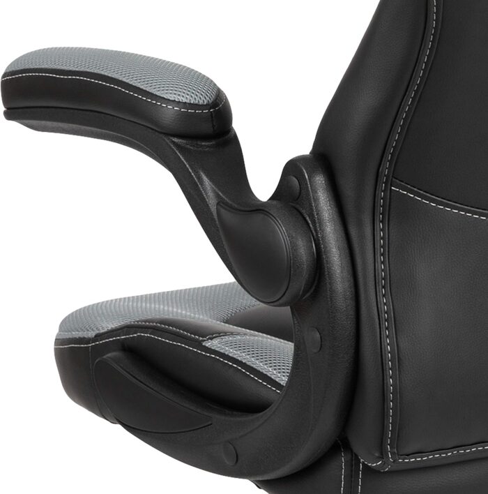 Flash Furniture X10 High-Back LeatherSoft Racing Style Gaming Chair with Flip-Up Arms, Ergonomic Padded Swivel Computer Chair, Gray/Black - Image 10