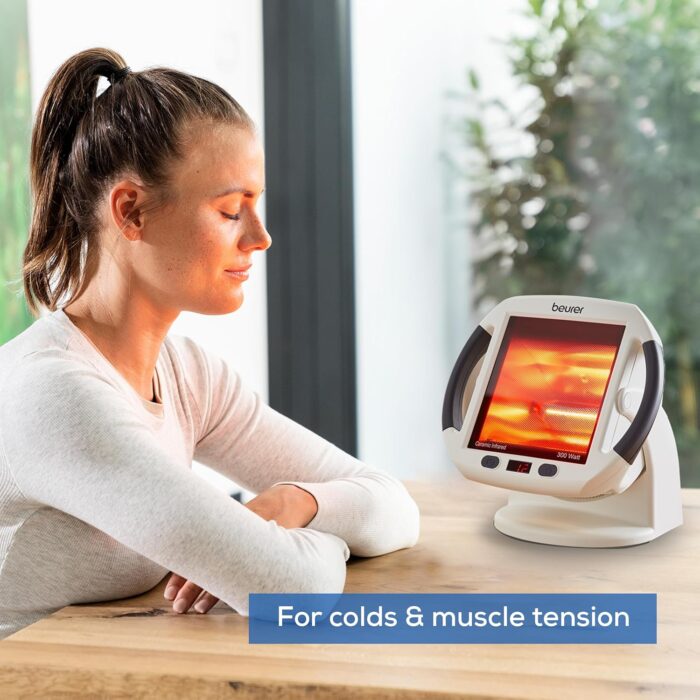 Beurer IL50 Infrared Heat Lamp, Soothing Heat For Colds And Muscle Tension, Infrared Light Therapy with 300 watts, Improves Blood Circulation, 100% UV Blocker, Medical Device - Image 3