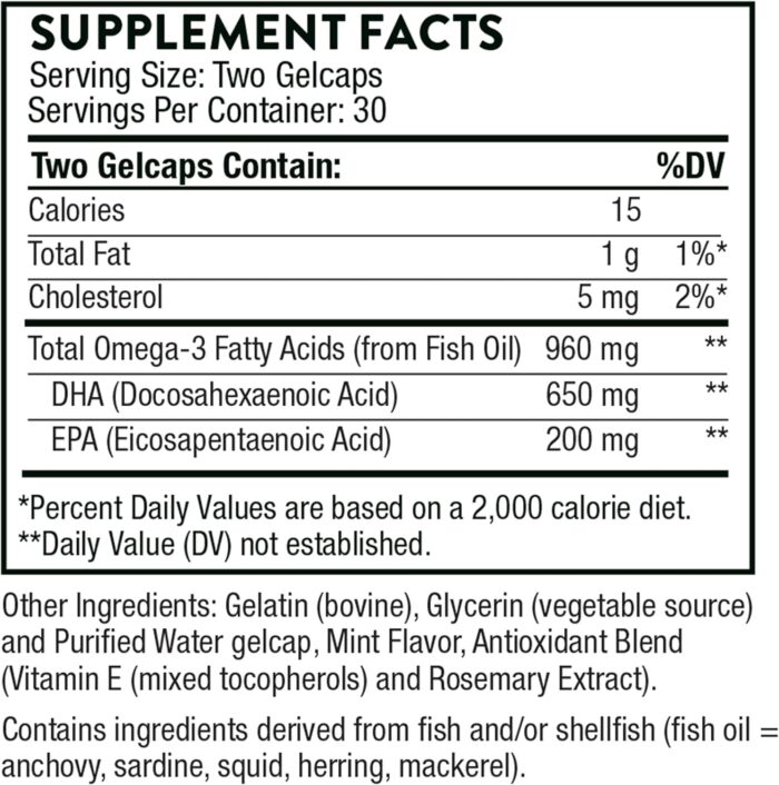 THORNE Prenatal DHA - 650 mg DHA and 200 mg of EPA - Supports Baby's Brain and Nervous System Development from Pregnancy to Nursing - 60 capsules - Image 2