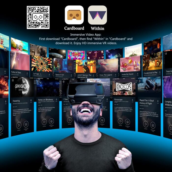 AEVRG VR Headset Adjustable 3D VR Glasses Virtual Reality Headset HD Blu-ray Eye Protected Support 5~7 Inch, Black for Android Smartphone - Image 2