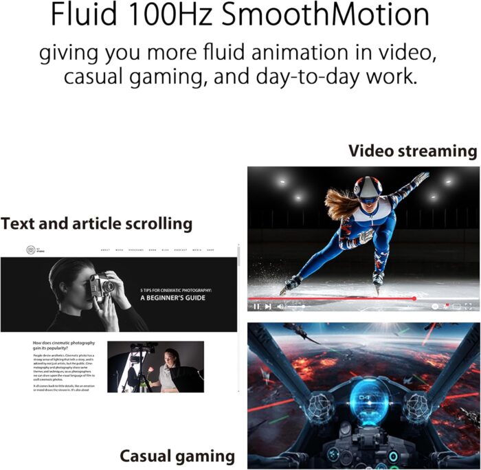 ASUS VA24EHF Eye Care Gaming Monitor – 24-inch (23.8-inch viewable), IPS, Full HD, Frameless, 100Hz, Adaptive-Sync, 1ms MPRT, HDMI, Low Blue Light, Flicker Free, Wall Mountable - Image 3