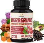Berberine Supplement Equivalent to 4700mg - 5 Months Supply - High Potency with Ceylon Cinnamon - Supports Immune System, Cardiovascular & Gastrointestinal Function - Berberine HCl Supplement Pills