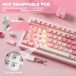YUNZII B75 PRO Wireless Mechanical Keyboard,75% Gaming Keyboard Gasket Hot Swap Custom Keyboard with Knob,Pre-lubed Switches RGB,Bluetooth/Type-C/2.4G (Pink, Milk Switch) - Image 5
