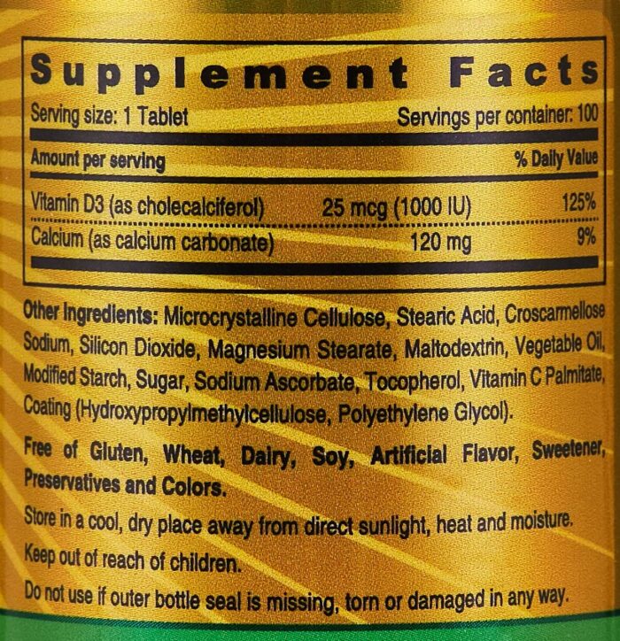 Sunshine Nutrition Vitamin D 1000 Iu (D3 Cholecalciferol), 100 Tablets | Promotes Strong Bones, Teeth | Supports Healthy Function | Gluten Free - Image 9