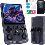 2025 New Upgrade R36MAX Retro Handheld Game Console with 60GB Built-in 15000 Classic Games, Portable Hand Held Open Source Linux System 4.0-in 4k HD IPS Screen Video Player(Gray 60GB)