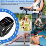 Smart Watch for Women Men, 1.85'' HD Touch Screen Fitness Tracker with Bluetooth Answer/Make Call, IP68 Waterproof with Heart Rate Sleep Monitor 100 Sports Modes for Android iOS (Black-1) - Image 5
