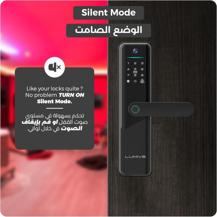 Lumive Smart Door Lock,Arabic Language Support, KSA version Mortise 4585, WiFi App Control, Suitable for Outdoors, Fingerprint Entry, Passwords, Deadbolt, Keys, 5 RFID Cards (Guardian G12 + Camera) - Image 8