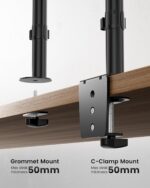 HEYMIX LIFE Single Monitor Arm -Single Monitor Stand With Extention Arm,Ergonomic Vesa Mount Arm For 13-32" Gaming Screen Up To 8Kgs,Vesa Mount Stand 75Mm/100Mm,C-Clamp & Grommet 2-Way Assembling - Image 6