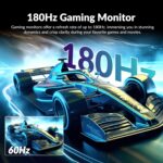 24 Inch Curved Gaming Monitor, 180Hz/144Hz FHD 1080P, 120% sRGB, 1ms, AMD FreeSync, Low Motion Blur, VESA Wall Mount, HDMI 1.4 & DP 1.2 – Black - Image 8