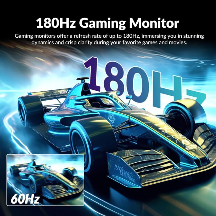 24 Inch Curved Gaming Monitor, 180Hz/144Hz FHD 1080P, 120% sRGB, 1ms, AMD FreeSync, Low Motion Blur, VESA Wall Mount, HDMI 1.4 & DP 1.2 – Black - Image 8