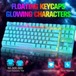 Wireless Gaming Keyboard and Mouse Combo with 87 Key Rainbow LED Backlight Rechargeable 3800mAh Battery Mechanical Feel Anti-ghosting Ergonomic Waterproof RGB Mute Mice for Computer PC Gamer (Blue) - Image 3