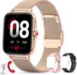 ZKCREATION Smart Watch for Men Women Call Answer/Dial Watch Digital Fitness Smartwatch for Android iOS Touch Screen Blood Pressure Watch Activity Tracker with Heart Rate Sleep Monitor (Rose Gold)