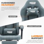 DROGO Premium Ergonomic Gaming Chair, Video Game Chair with Linkage Armrest, Footrest & Adjustable Computer Chair/Home & Office Chair with Fabric Material, Head & Lumbar Pillow with Recline (Grey) - Image 5
