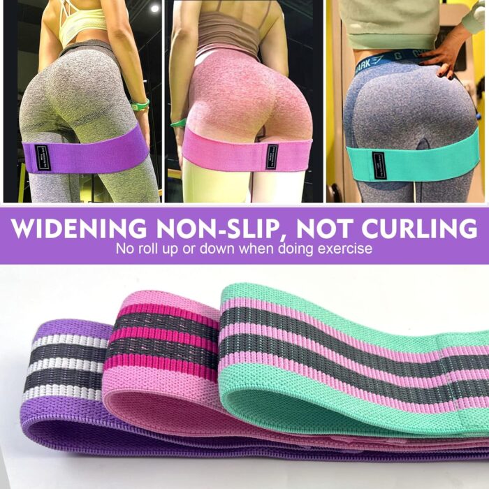SKY-TOUCH Resistance Bands Fabric,Exercise Bands Non Slip Hip Elastic Bands For Hip, Legs, Butt, Glutes And Thighs Workout, Thick Wide Fitness Loop Circle Resistance Bands, Set Of 3 Pack, Multicolor - Image 3