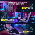 DROGO Throne Ergonomic Gaming Chair with Foot Rest, Armrest & Adjustable Seat | Computer Chair with Fabric, Head & Massager Lumbar Support Pillow | Home & Office Chair with Full Recline (Lite Grey) - Image 4