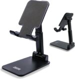 Technomounts Foldable Cell Phone Stand for Desk, Portable Mobile Phone Holder for 3.5" - 7.9" (Black)