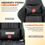 DROGO Wrath Pro Ergonomic Gaming Chair, Video Game Chair with 3D Armrest, Footrest & Adjustable Computer Chair/Home & Office Chair with PU Leather, Head & Lumbar Pillow with Recline (Black/Green) - Image 7