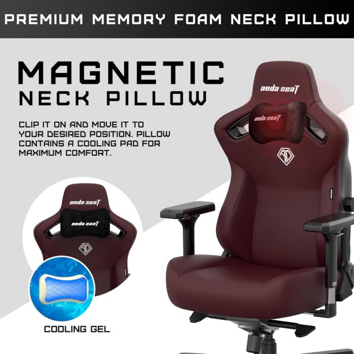Anda Seat Andaseat Kaiser 3 Large Premium Ergonomic Gaming/Office Chair with Magnetic Memory Foam Neck Pillow Support PVC leather Maroon AD12YDC L 01 A - Image 3