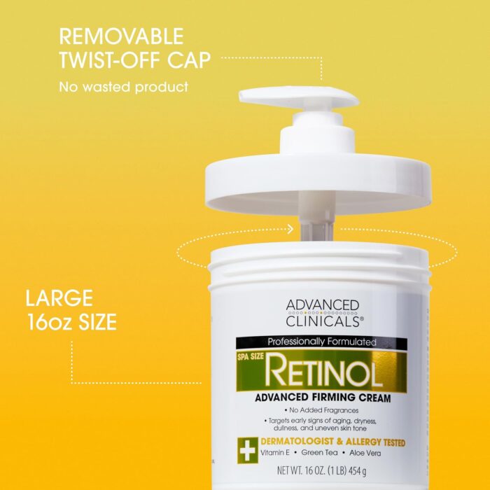 Advanced Clinicals Retinol Body Lotion + Brightening Vitamin C Cream 2pc Skin Care Set | Skin Tightening Body Moisturizer & Face Lotion | Crepey Skin Care Treatment | Skin Care Products, 2pc Set - Image 4