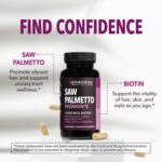 HAVASU NUTRITION Saw Palmetto + Biotin Supplement | DHT Blocker Hair Health Vitamins Capsule| Women with PCOS or Post-Partum Hair Loss | 60 Vegan Biotin Vitamins to Help Support Hair Health - Image 4