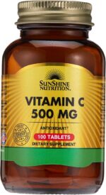 Sunshine Nutrition Vitamin C 500Mg, 100 Tablets | Antioxidant | Gluten Free | Dietary Supplement