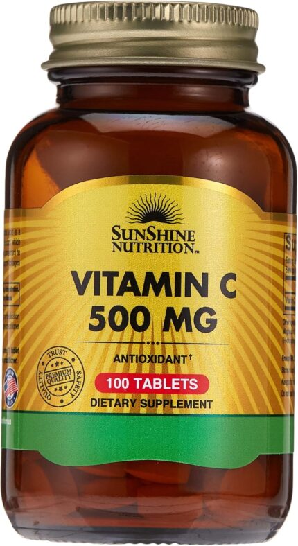 Sunshine Nutrition Vitamin C 500Mg, 100 Tablets | Antioxidant | Gluten Free | Dietary Supplement