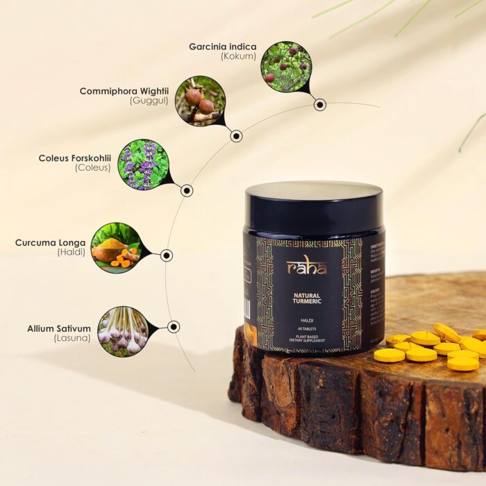 Raha- Natural Turmeric (Haldi) Plant based Dietary Supplement, Anti Inflammatory and Joint Health Supplement, Boosts Immune System-60 Tablets - Image 4