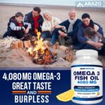 Arazo Nutrition Omega 3 Fish Oil 4,080mg - High EPA 1200mg + DHA 900mg Triple Strength Burpless Capsules (120 Count) - Image 8