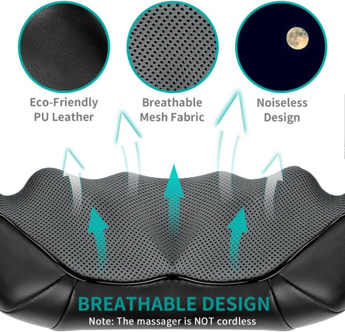 Nekteck Shiatsu Neck and Back Massager with Soothing Heat, Electric Deep Tissue 3D Kneading Massage Pillow for Shoulder, Leg, Body Muscle Pain Relief, Home, Office, and Car Use - Image 5