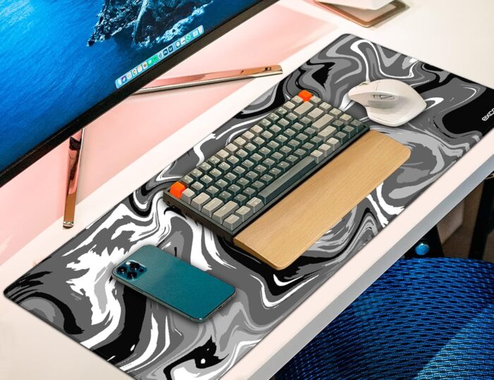 EXCOVIP Large Gaming Mouse Pad,Anti-Skid Mousepad Large Keyboard Mouse Pad Desk Mat with Stitched Edges (700x300mm, Grey&Black) 0072 - Image 6