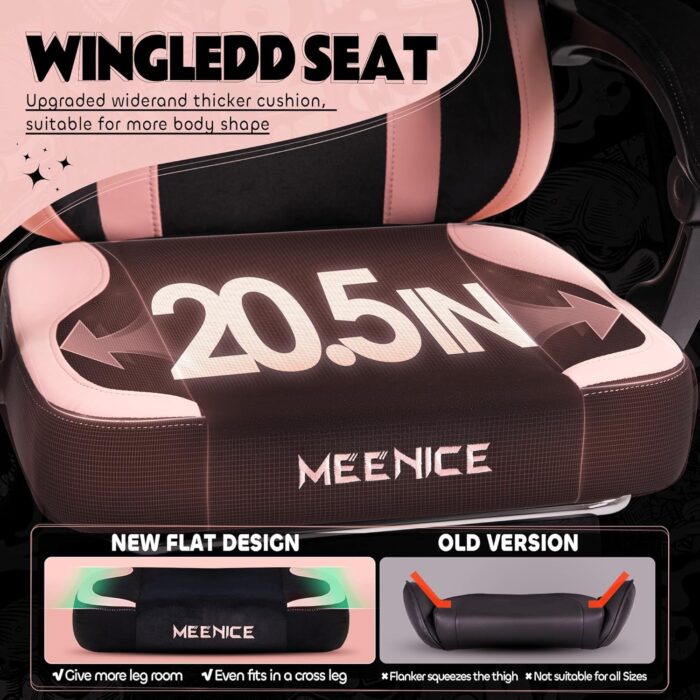 Pink Gaming Chair Cute with Cat Ears Paw Lumbar and Cushion,Ergonomic Computer Chair with Footrest,Reclining PC Game Chair for Girl Computer Chair 300lbs for Adult - Image 7
