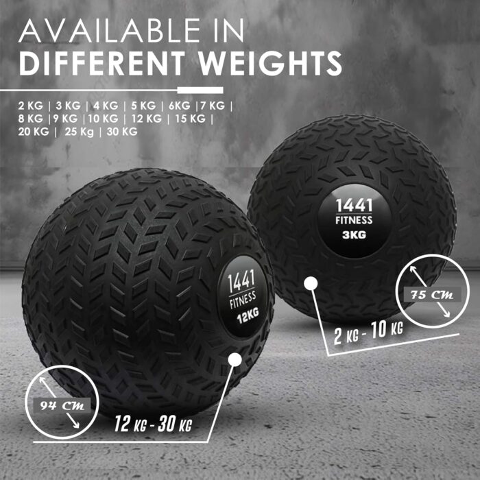 1441 Fitness Z Grip Slam Ball - Weighted 2 Kg to 30 Kg for CrossFit, Strength Training, Cardio Exercise - Non-Bouncing Medicine Ball for Core Workouts - Image 4