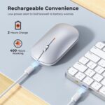 MEETION Wireless Bluetooth Keyboard and Mouse for Mac, Multi Device Quiet Slim Rechargeable Low Profile Apple Layout Magic Keyboard Mouse for iPad, iPhone, iMac, MacBook Air/Pro, for Mac/iPadOS White - Image 6