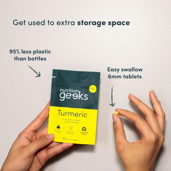 Turmeric Tablets 2000mg with Black Pepper & Ginger - 120 High Strength Curcumin Supplements - Easy Swallow Tablets (Not Turmeric Capsules or Powder) - Vegan - UK Made (Packaging Design May Vary) - Image 6
