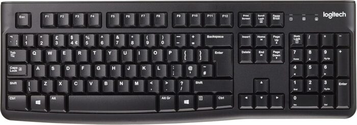 Logitech K120 Wired Business Keyboard for Windows or Linux, USB Plug-and-Play, Full-Size, Spill Resistant, Curved Space Bar, PC/Laptop, QWERTY UK Layout - Black - Image 2
